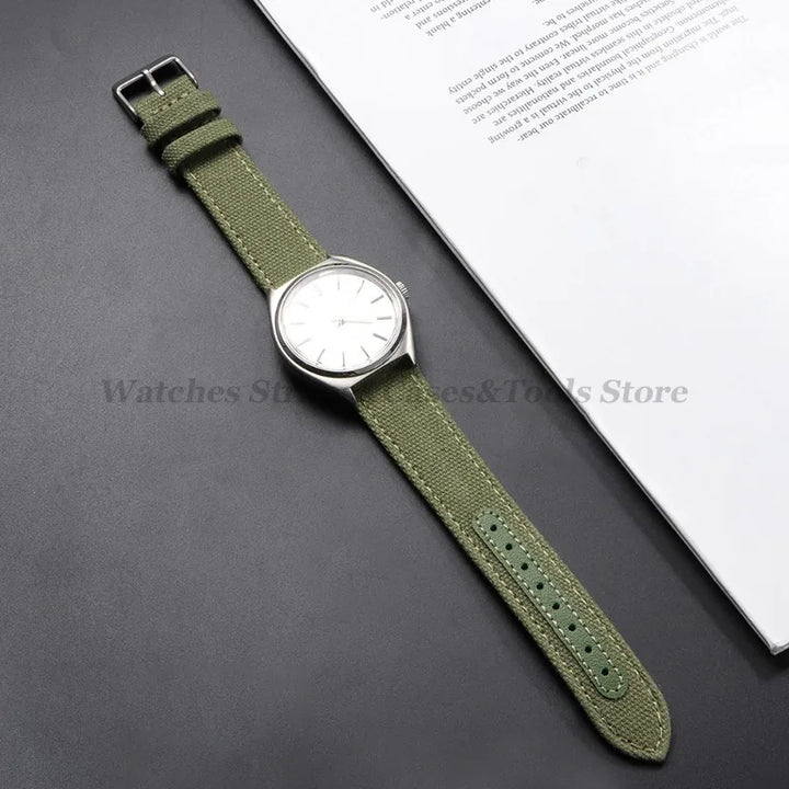 Canvas Band Leather Watchband 20mm for Army Military Quick Release Universal Replacement for Omega Sport Nylon Men Watch Straps