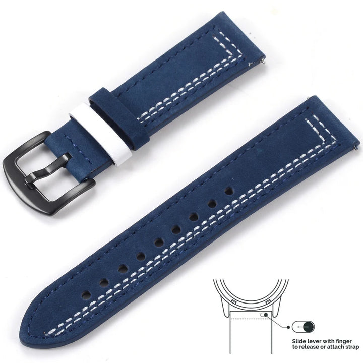 op Grain Genuine Leather Watch Band 20mm 22mm (Quick Release)