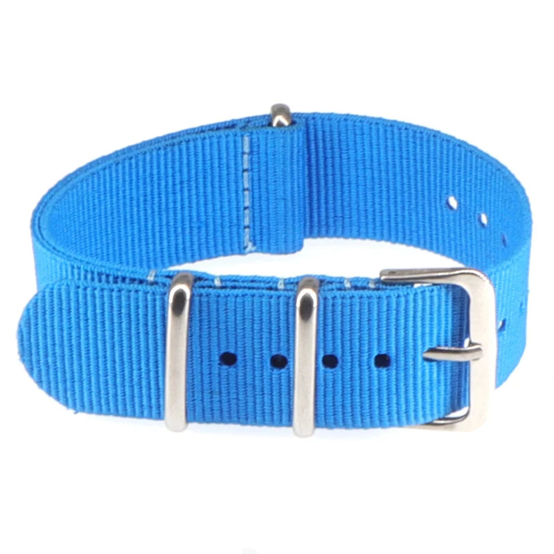 Striped Nylon Watch Strap with Silver Buckle (16-22mm)