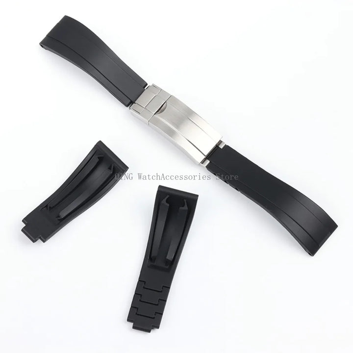 Rubber Silicone Watch Strap for Rolex Oysterflex – 20mm, Folding Buckle