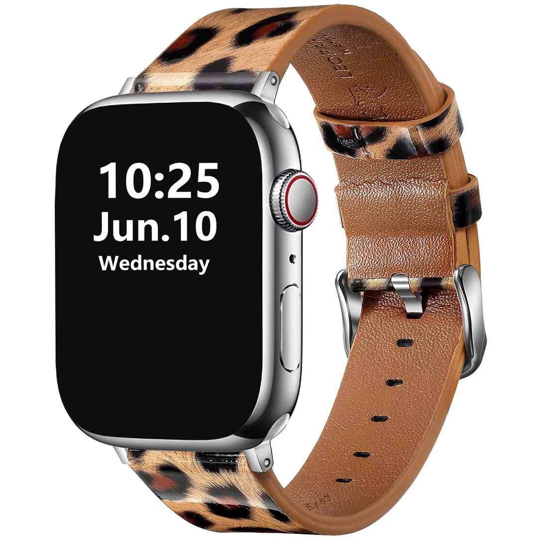 Leopard Leather Apple Watch Band for Women 38–49mm