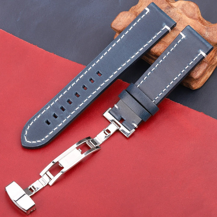 Genuine Leather Watch Strap Bracelet 7 Colors Quick Release Watchband 18 20 22 24mm Bracelet Butterfly Buckle Band