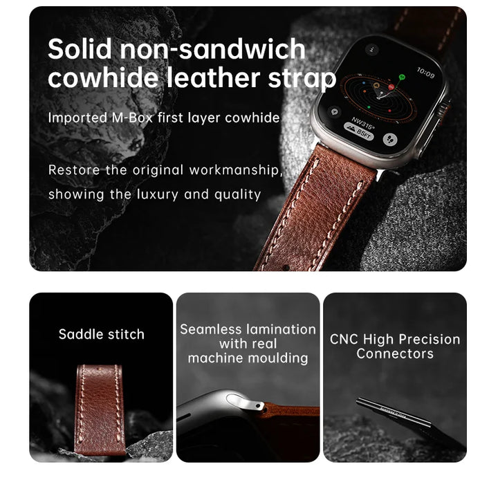 2023New Apple Watch Strap Ultra 2 49mm Series 9 8 7 6 SE 45mm 44mm 41mm 40mm Vegetable Calf Leather Bands For Apple Watch