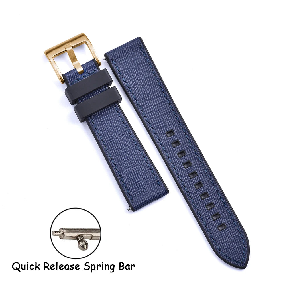 FKM Rubber Strap 20mm22mm Leather Qucik Release Watch Band Universal Women Men Watch Accessories for Omega Seiko Sports Bracelet