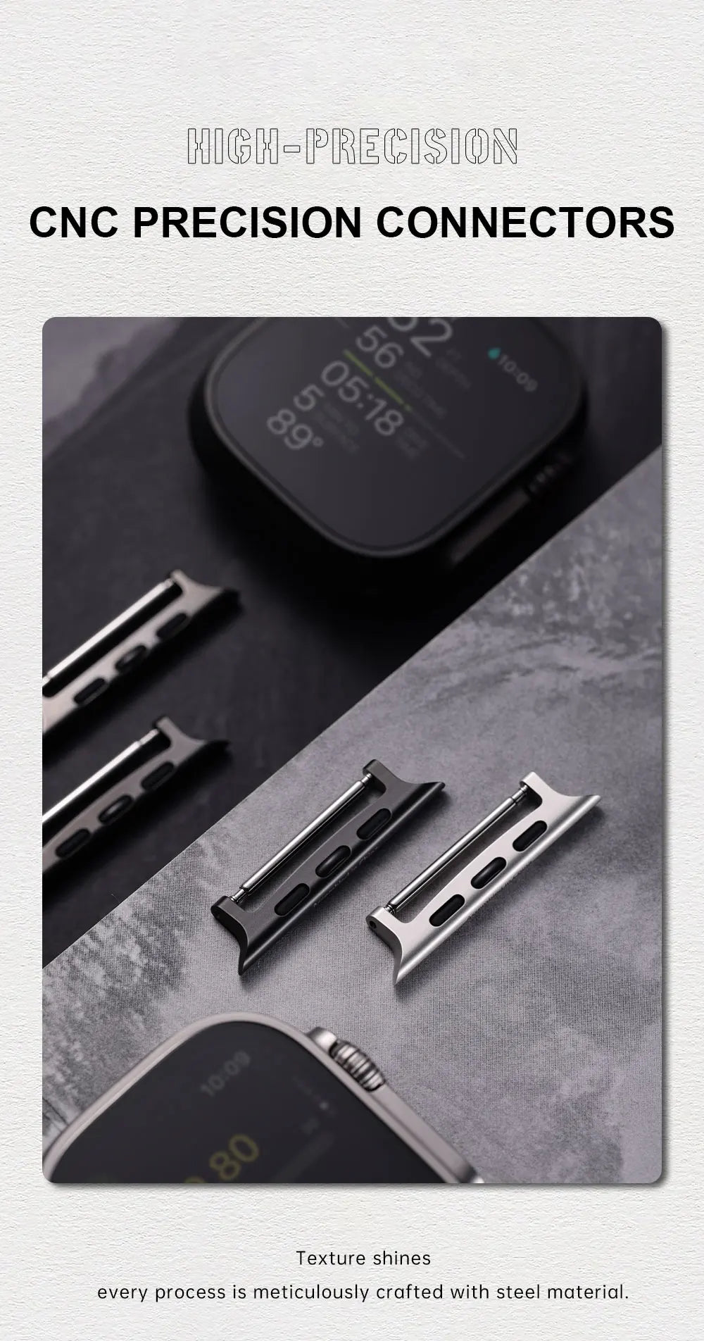 2pcs Top Quality Apple Watch Strap Adapter For Series 10 Ultra 49mm 46mm 42mm 45mm 44mm Stainless Steel Connector