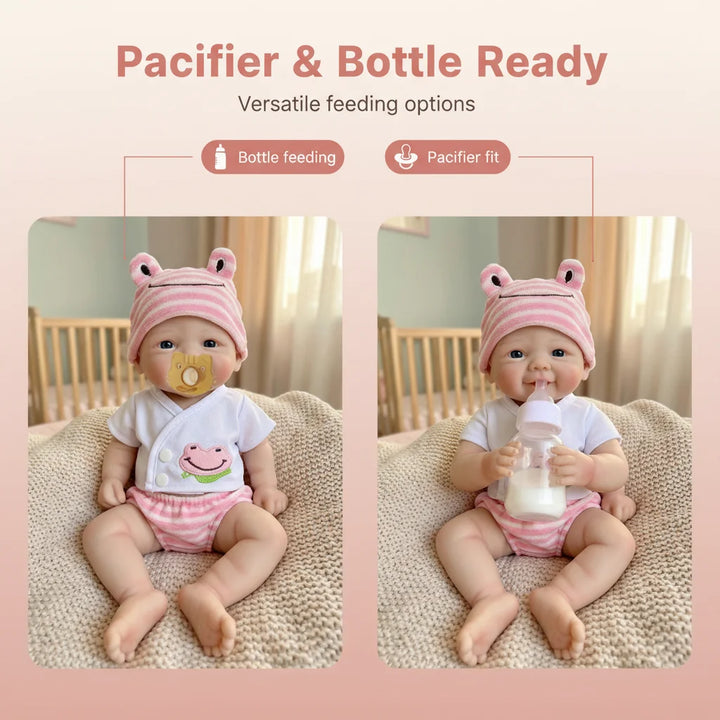 NPK 12inch Vivienne Doll 1100G Weight Super Soft Solid Silicone Mouth Can Open Comes with Pacifier Squishy Elastic Toy