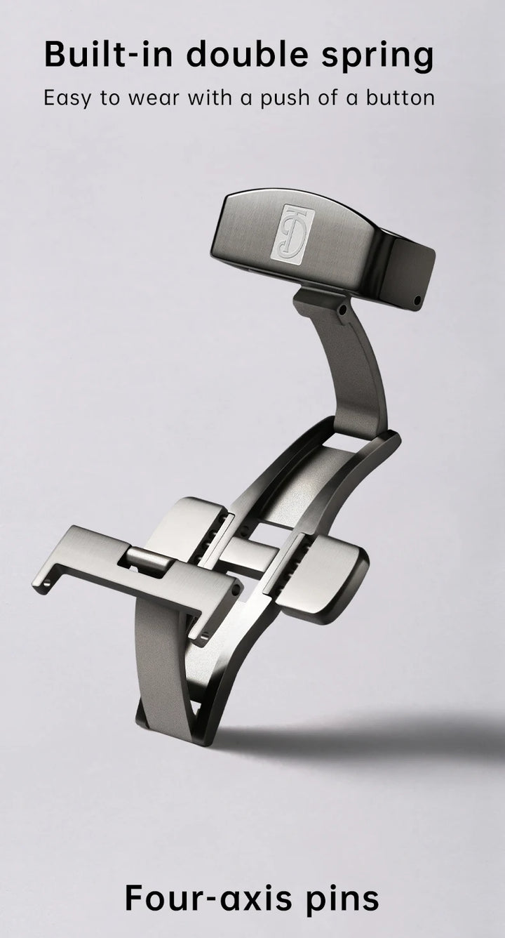 MAIKES 316L Stainless Steel Butterfly Clasp – 18/20mm Brushed Folding Buckle