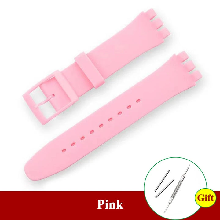 Soft Silicone Colorful Watch Strap for Swatch – 16-20mm with Tool