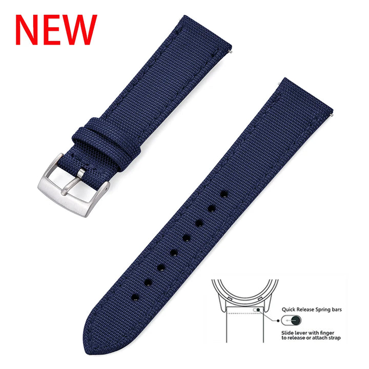 NATOBELT High Quality Canvas Nylon Leather Quick Release Sailcloth Watch Strap 18mm 20mm 22mm Replacement Watchbands