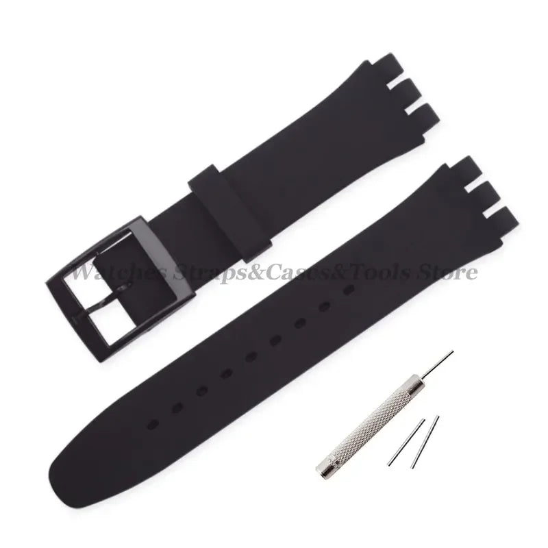 Soft Silicone Rubber Watch Band 16–20mm for Swatch (Sports Replacement)