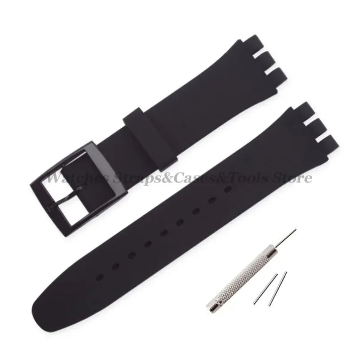Soft Silicone Rubber Watch Band 16–20mm for Swatch (Sports Replacement)