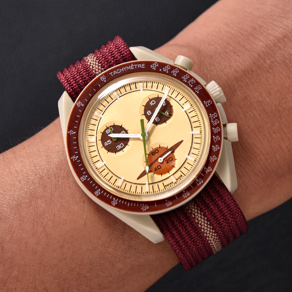 JUELONG Canvas Sailcloth Watch Strap 18mm 20mm 22mm Rubber Hole Sport Waterproof Folding Buckle Watchband For Omega Swatch Moon