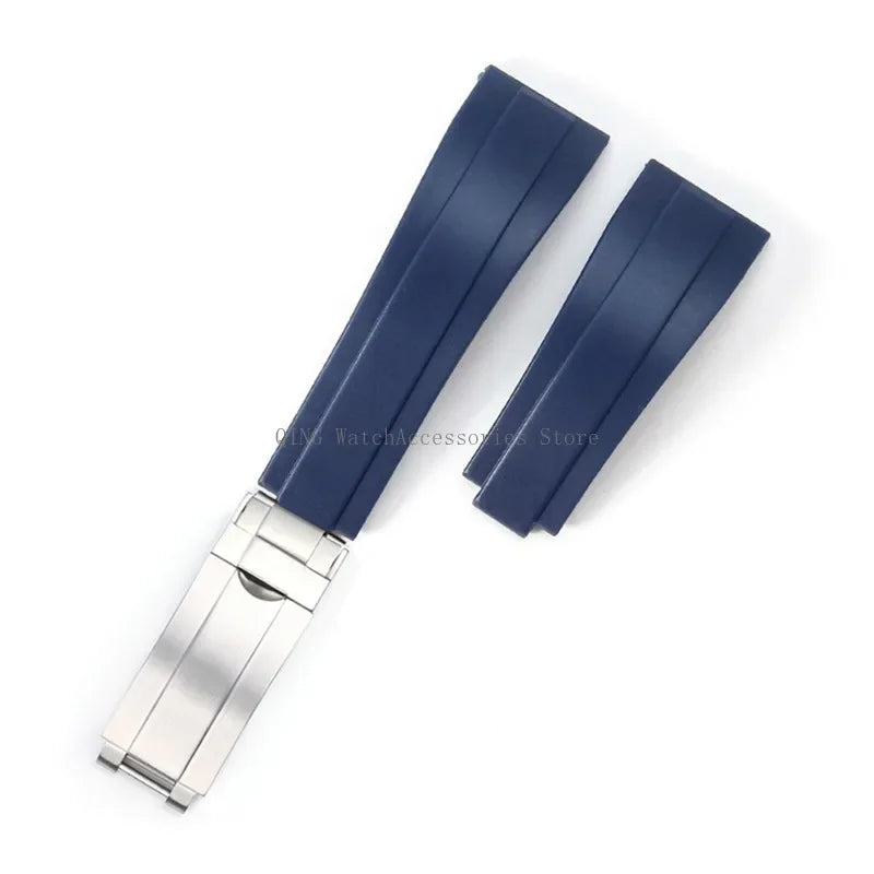 Rubber Silicone Watch Strap for Rolex Oysterflex – 20mm, Folding Buckle