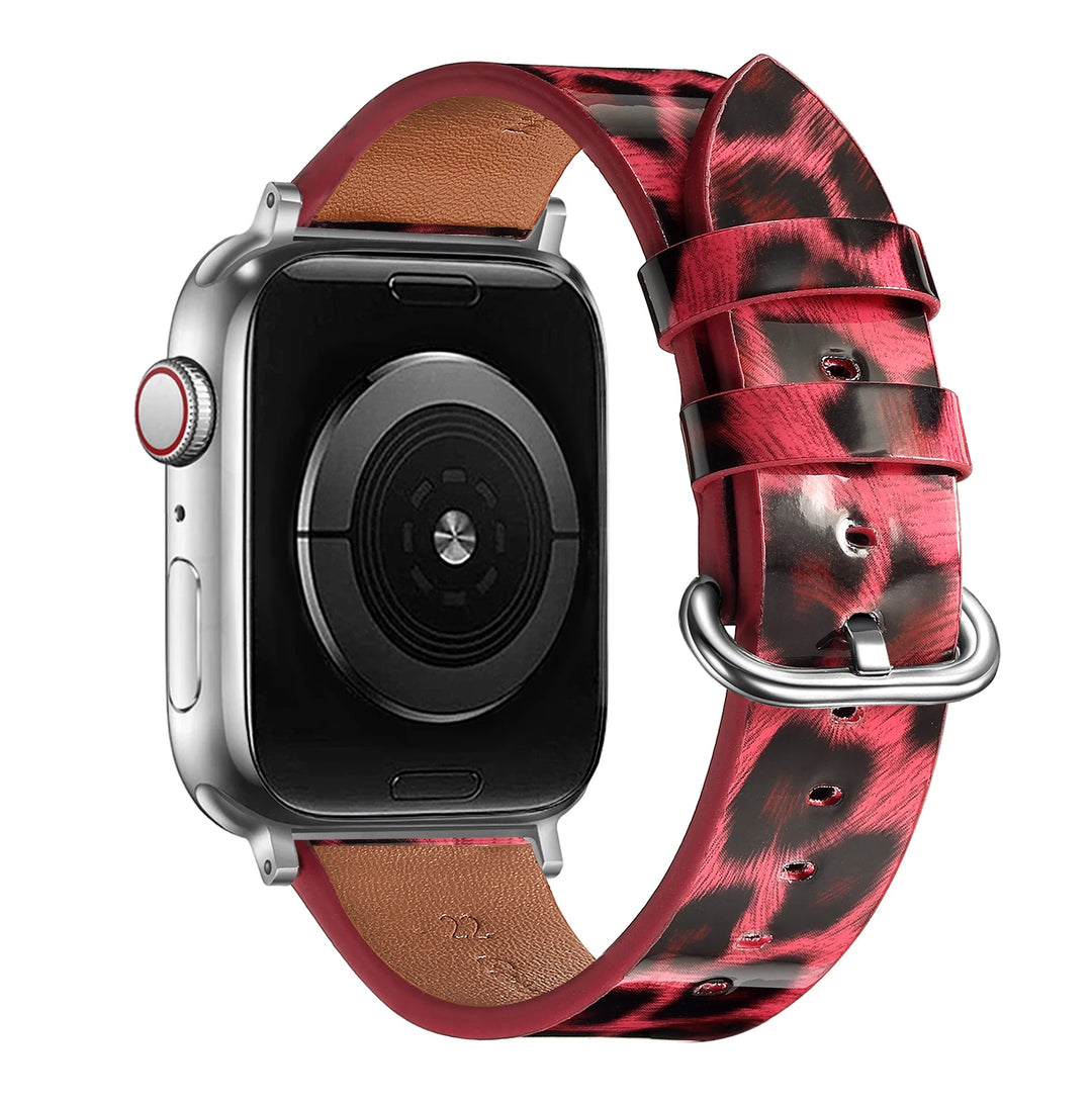 Leopard Leather Apple Watch Band for Women 38–49mm