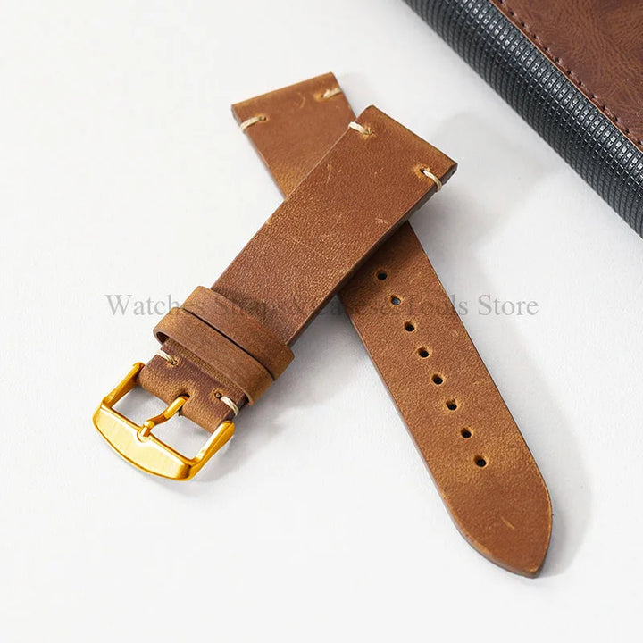 Crazy Horse Leather Retro Watchband 18mm 20mm 21mm 22mm for Seiko for Rolex Men Women Bracelet for Samsung Galaxy Watch 3/4/5/6
