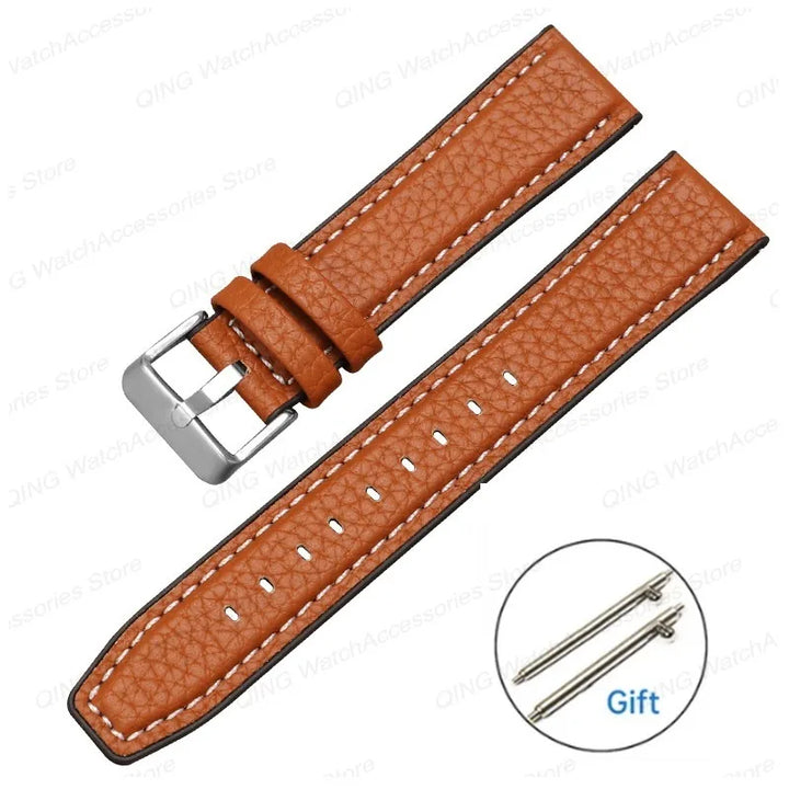 Silicone Leather Quick‑Release Watch Strap – 18/20/22mm, Waterproof for