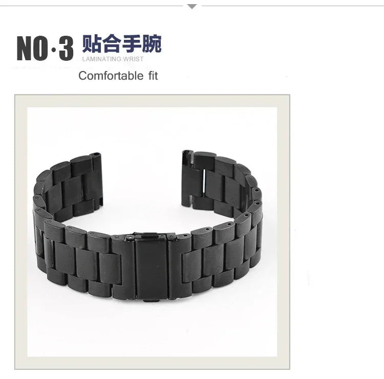Full Stainless Steel Watch Band 18–24mm for Samsung Gear & Huawei GT