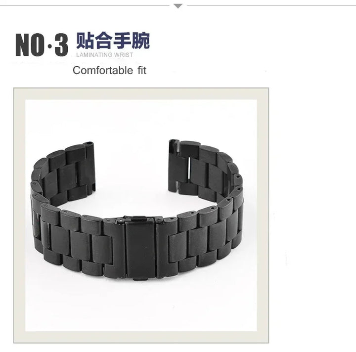 Full Stainless Steel Watch Band 18–24mm for Samsung Gear & Huawei GT