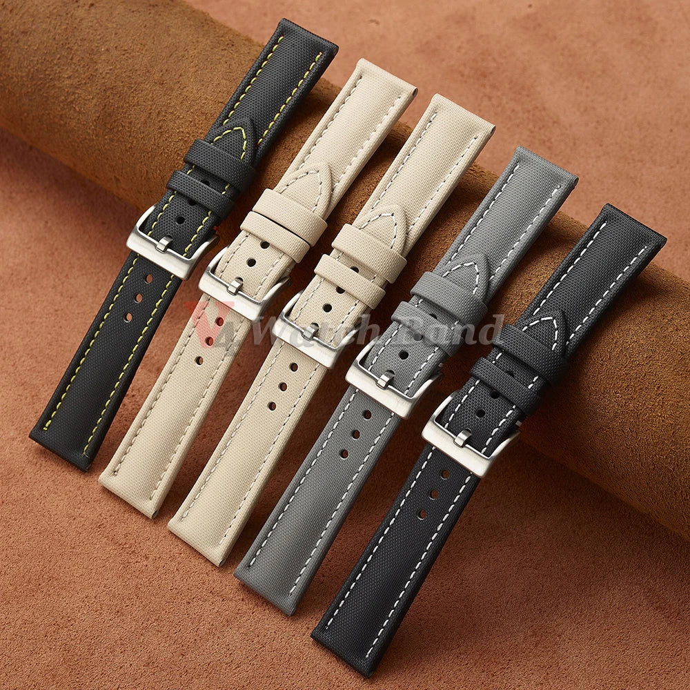 Genuine Sailcloth Watch Band Premium Sailcloth Strap 18mm 19mm 21mm Waterproof Nylon Quick Release Bracelet 20mm 22mm Wristbelt