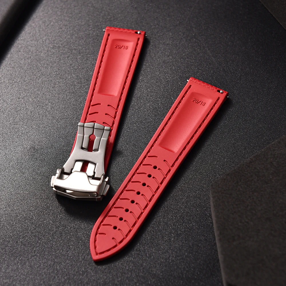 NATOBELT New Design FKM Rubber Watch Strap 20mm 22mm Folding Pin Buckle Quick Release For Omega X Swatch MoonSwatch Seiko