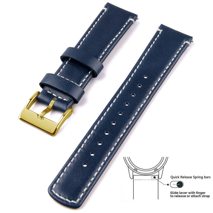 Top Grain Genuine Leather Quick Release Watch Band 20–22mm for Samsung Galaxy Watch