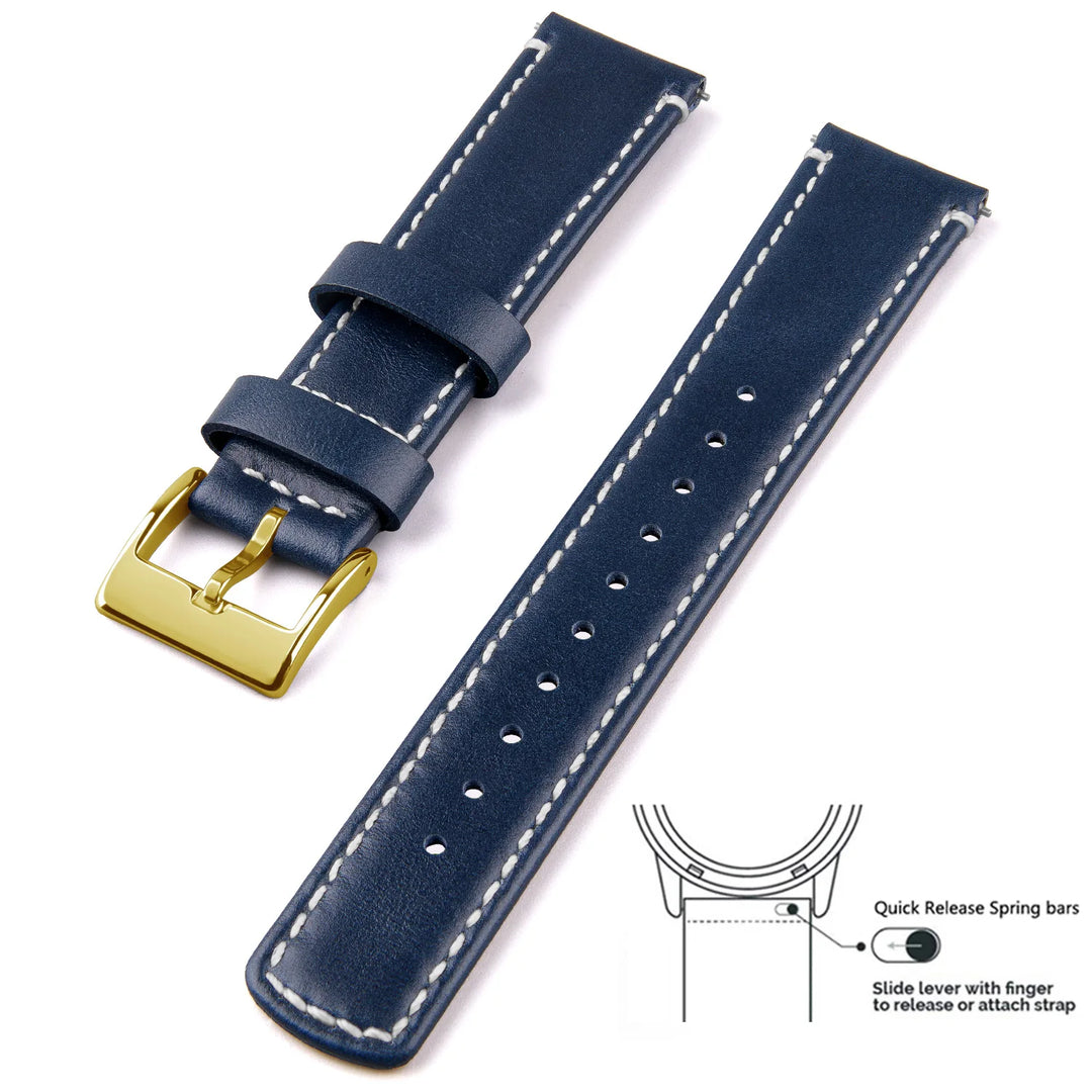 Genuine Top Grain Leather Quick Release Watch Band 20–22mm for Samsung Galaxy Watch