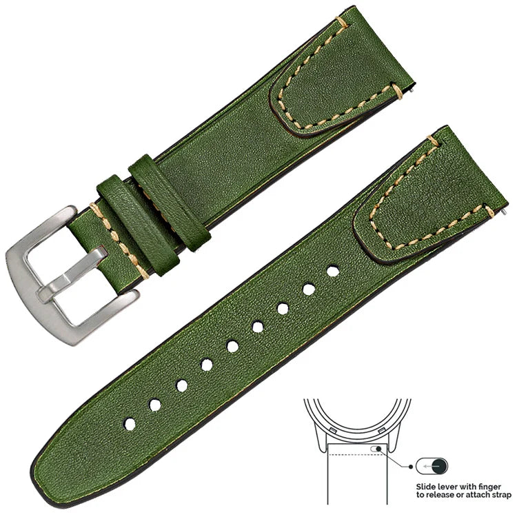 op Grain Genuine Leather Watch Band 20mm 22mm (Quick Release)