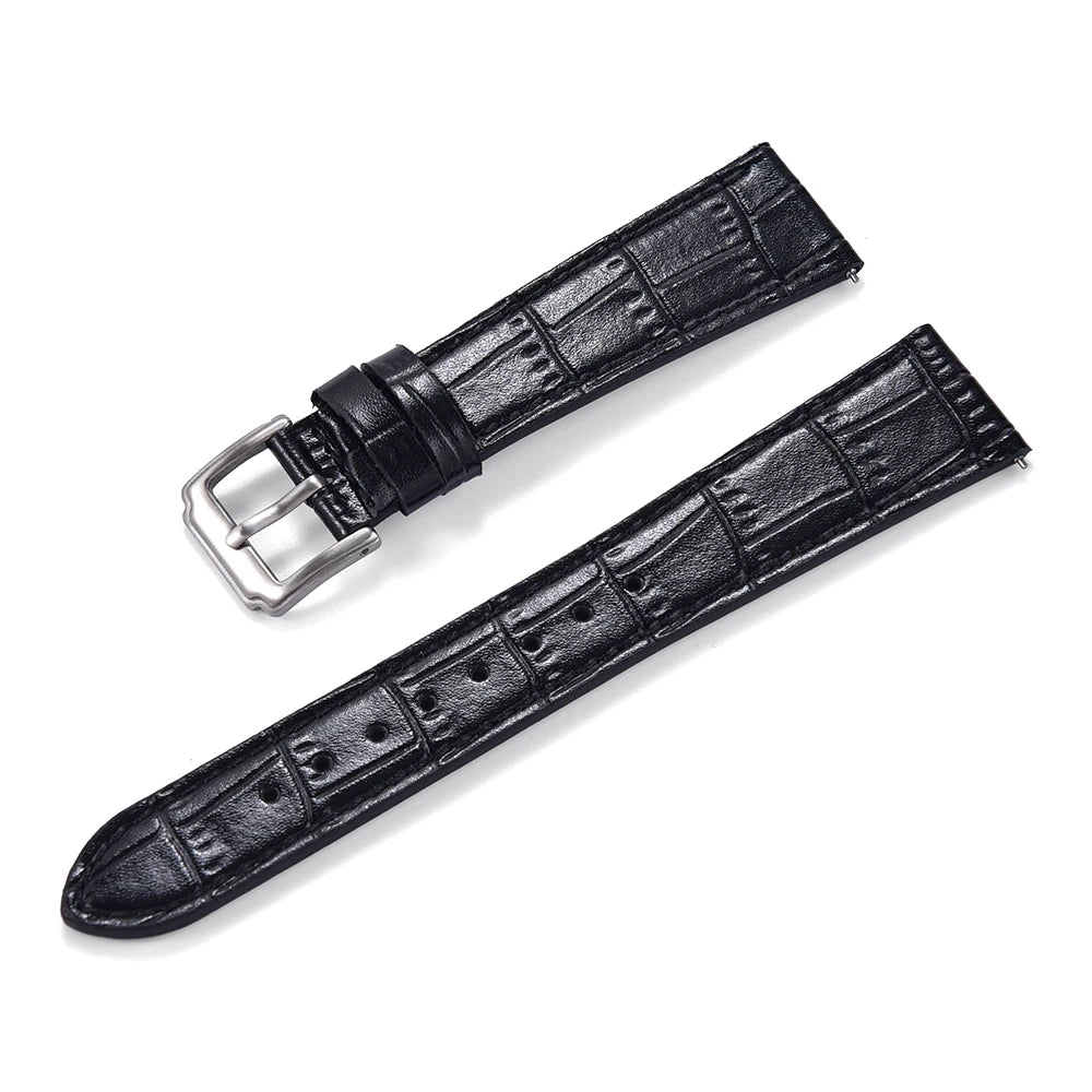 Premium Grade Quick Release Classic Bamboo Leather Watch Strap Men Women Leather Watchbands 16mm 18mm 19mm 20mm 21mm 22mm