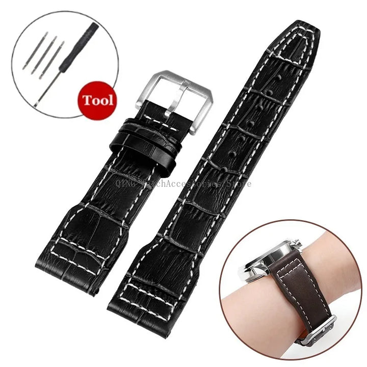 Genuine Cowhide Leather Strap for IWC Pilot – 20/21/22mm, Folding Buckle