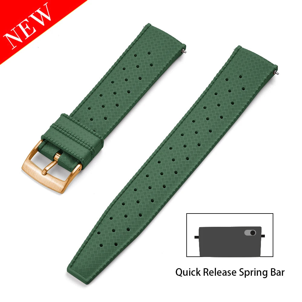 Premium Grade Tropical FKM Rubber Strap Quick Release Watch Band 18mm 20mm 22mm 24mm Rubber Tropical Strap Smart Watch Strap