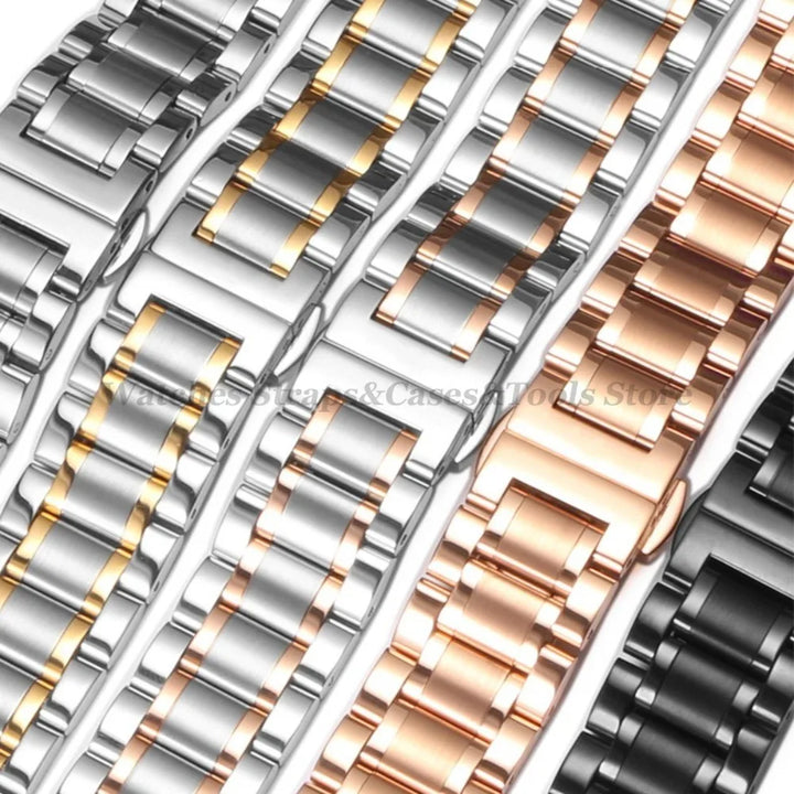 Curved-End Stainless Steel Watch Strap – 12–24mm, Butterfly Clasp