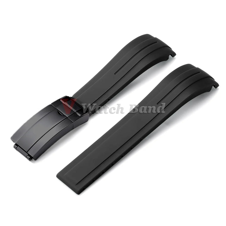 Curved End Rubber Watch Strap 20mm 21mm 22mm for Rolex for Water Ghost Waterproof Silicone Wrist Band Folding Buckle Bracelet
