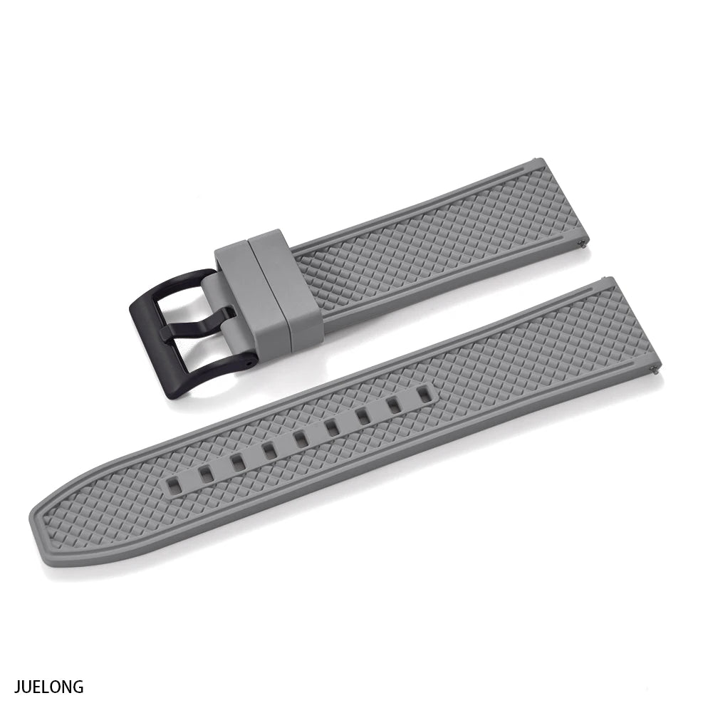 HAISCH Bullet-Shaped FKM Rubber Watch Strap – 18-24mm, Quick Release, Waterproof
