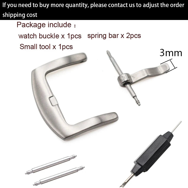 Metal Watch Band Buckle 16-24mm Silver, Black, Gold Stainless Steel