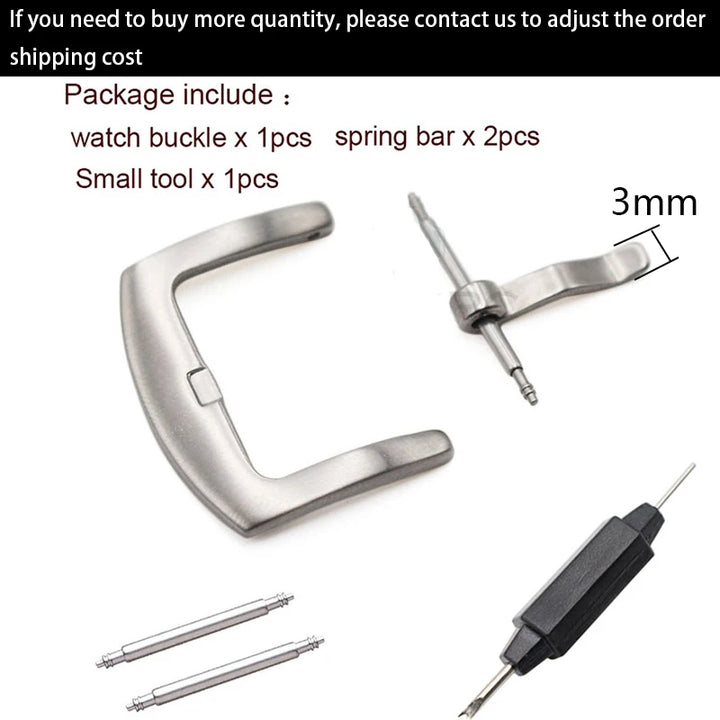 Metal Watch Band Buckle 16-24mm Silver, Black, Gold Stainless Steel