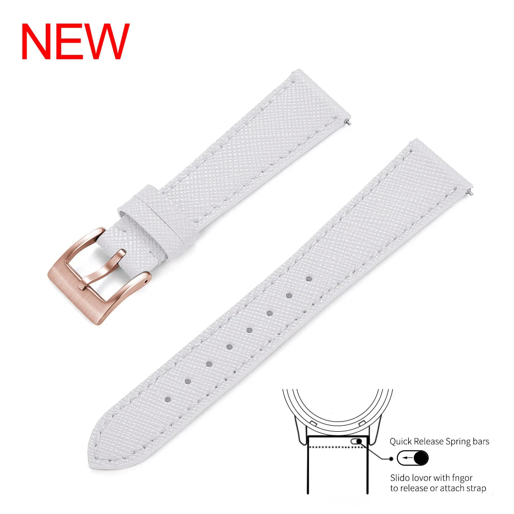 Premium Grade Quick Release Vintage Stitched Leather Watch Strap Saffiano Leather Watchbands 18mm 19mm 20mm 21mm 22mm 23mm 24mm