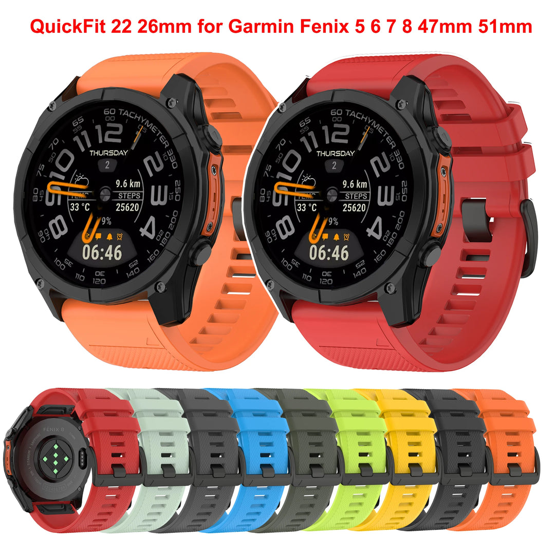 QuickFit Silicone Strap for Garmin Fenix, Epix & Quatix (22-26mm)
