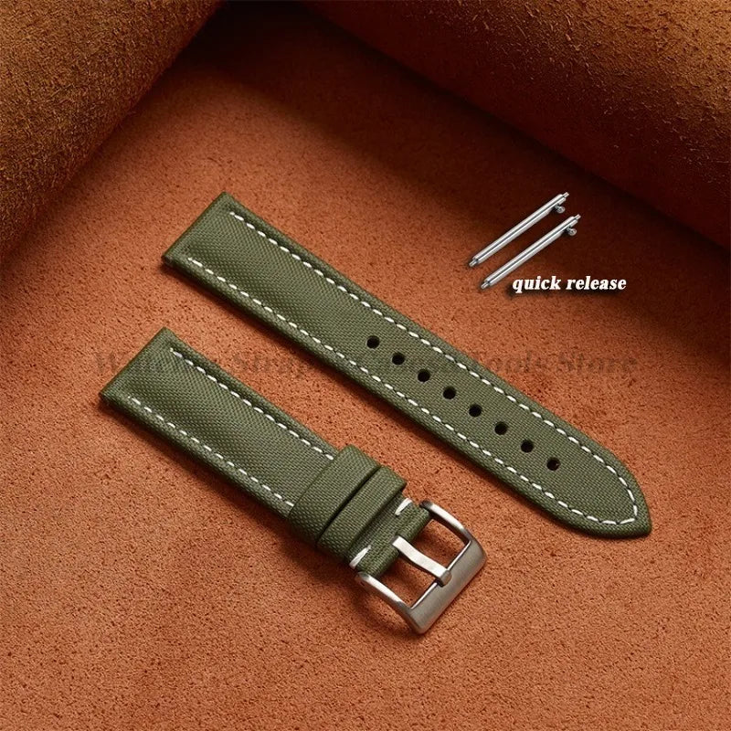 18mm 19mm 20mm 21mm 22mm Premium Sailcloth Watch Band for Omega for Seiko Divers Stitching Quick Release Army Green Sport Straps