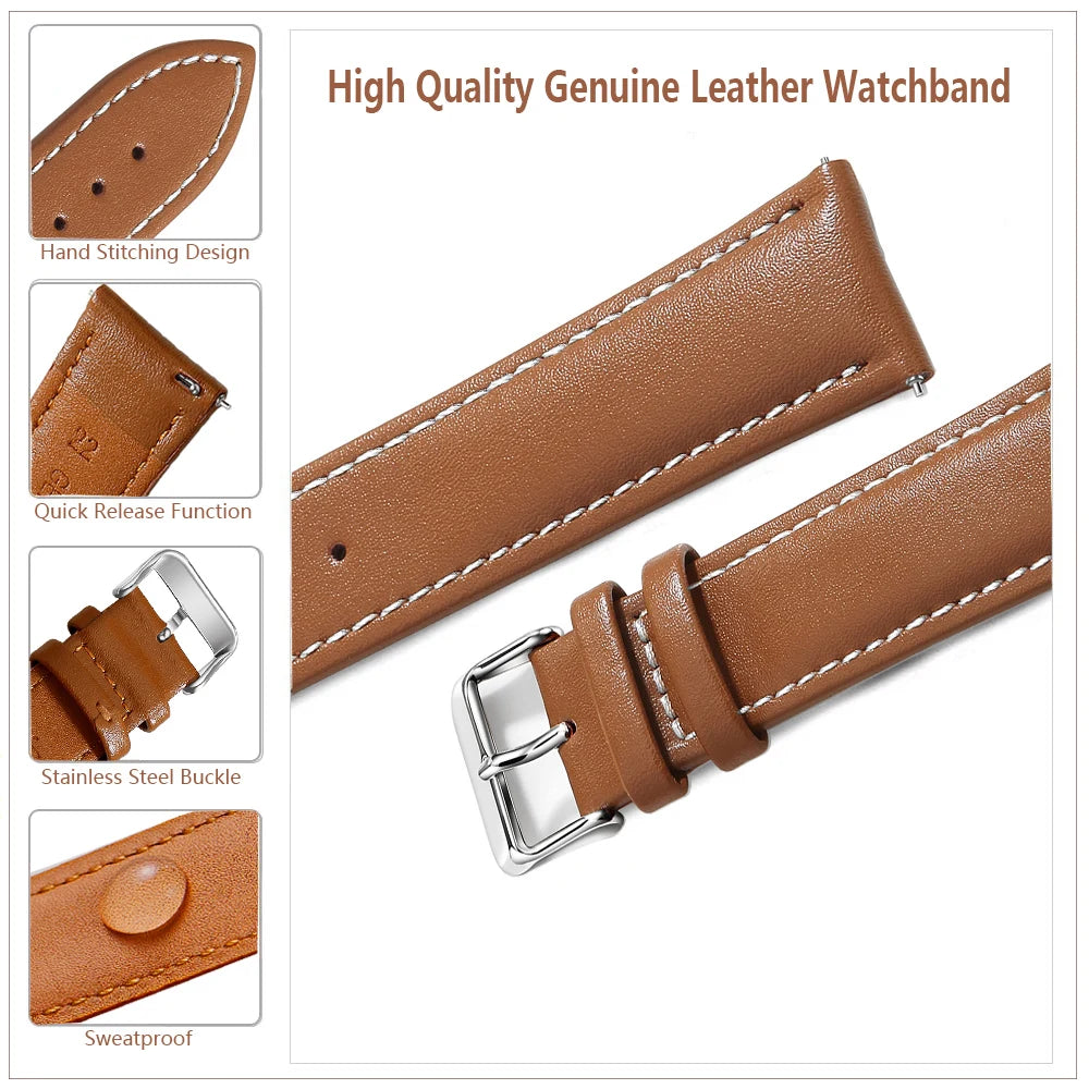 Samco Genuine Leather Watch Band 18–22mm (Quick Release)