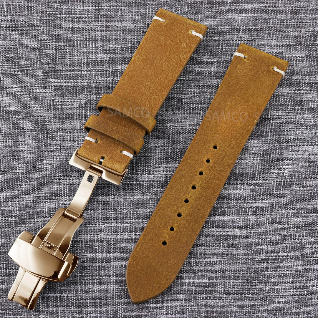 Vintage Top-Grain Leather Watch Strap (18–24mm)