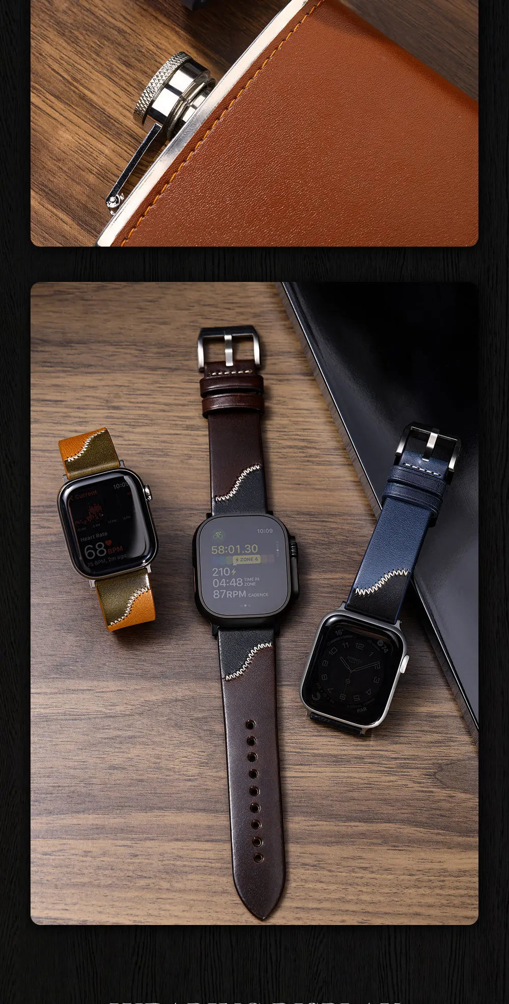Bicolor Leather Apple Watch Band Series 10 & Ultra 41–49mm – MAIKES