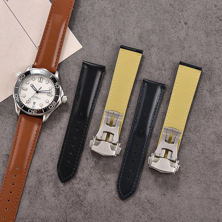 NATOBELT 19–22mm Quick Release Smooth Watch Strap – Folding Buckle for Omega, MoonSwatch & Seiko