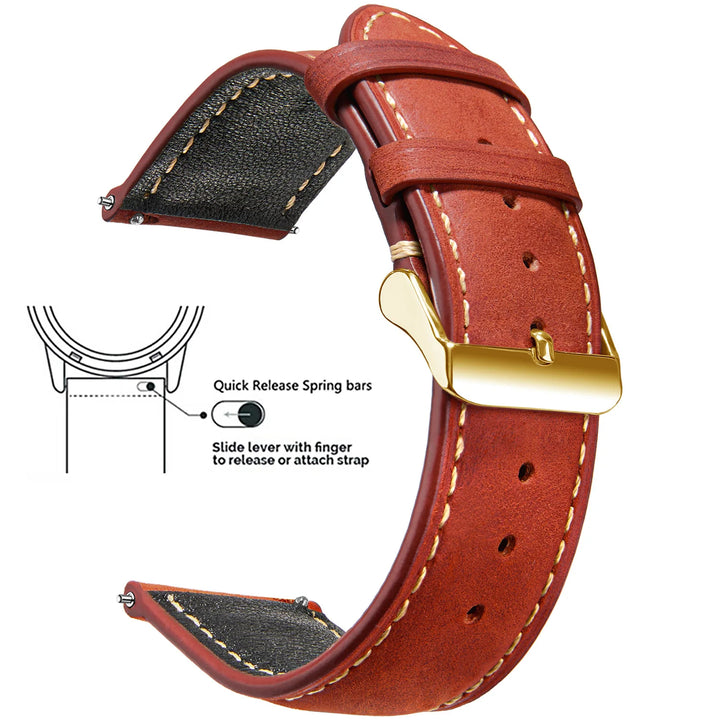 Wax Vintage Leather Watch Strap 14–24mm