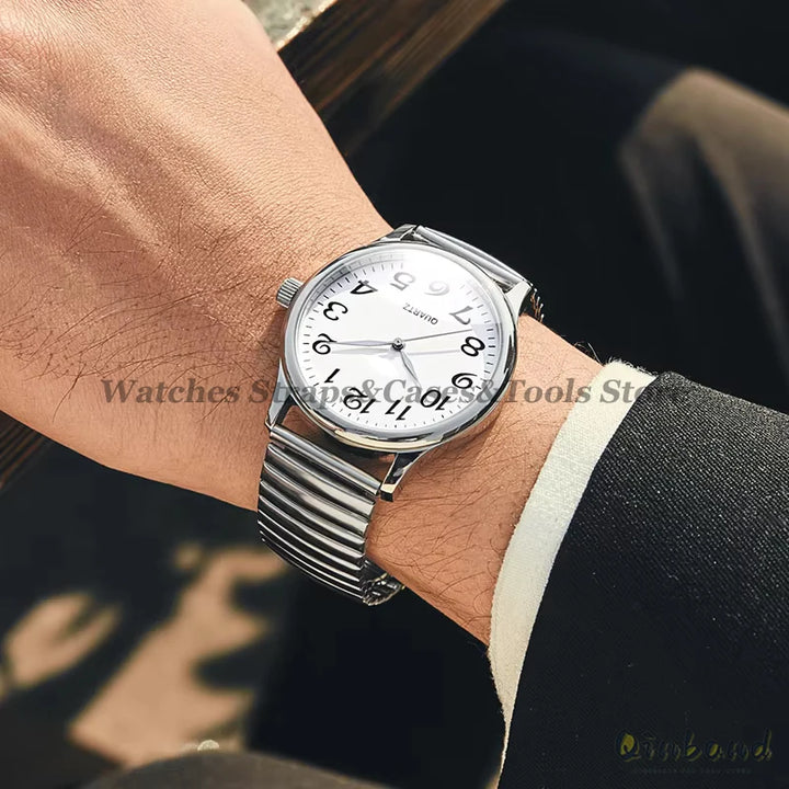 12 14 16 18 20mm 22mm Stretch Expansion Stainless Steel Watch Band Retractable Strap Metal Elastic Band Accessories Men Bracelet