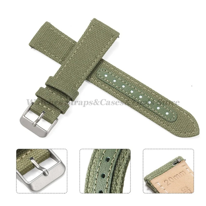 Canvas Band Leather Watchband 20mm for Army Military Quick Release Universal Replacement for Omega Sport Nylon Men Watch Straps