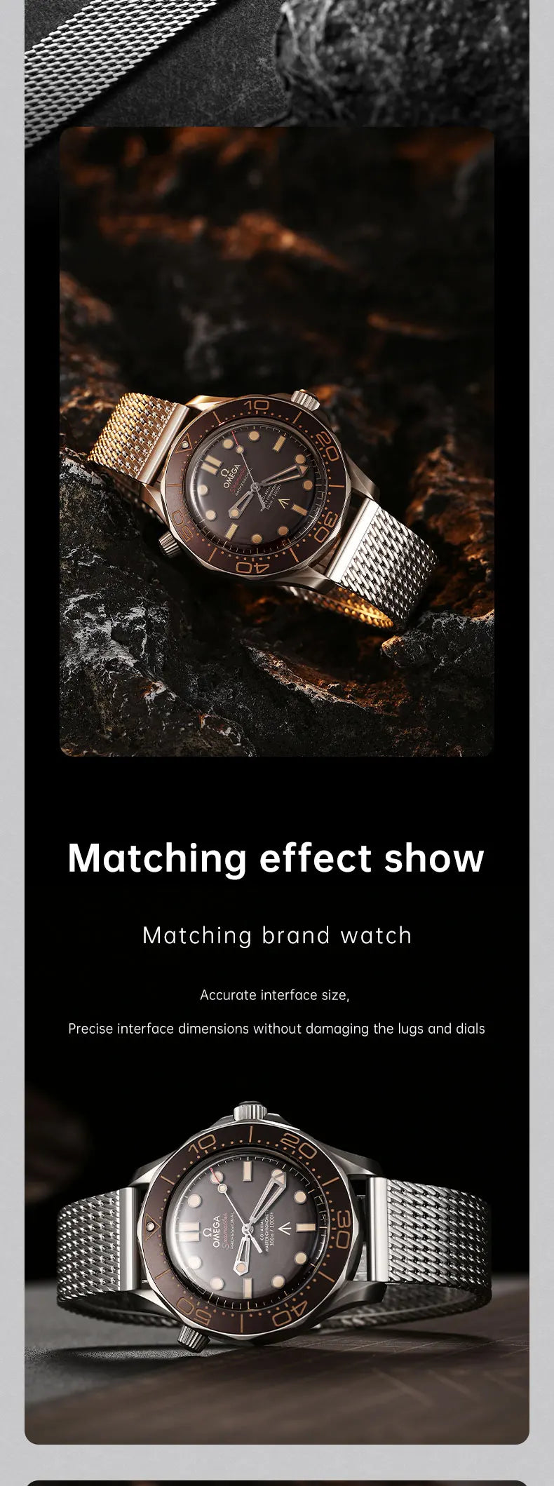 MAIKES 316L Stainless Steel Watch Strap For Rolex Omega IWC Breitling 20mm 21mm 22mm Milanese Woven Watch Band