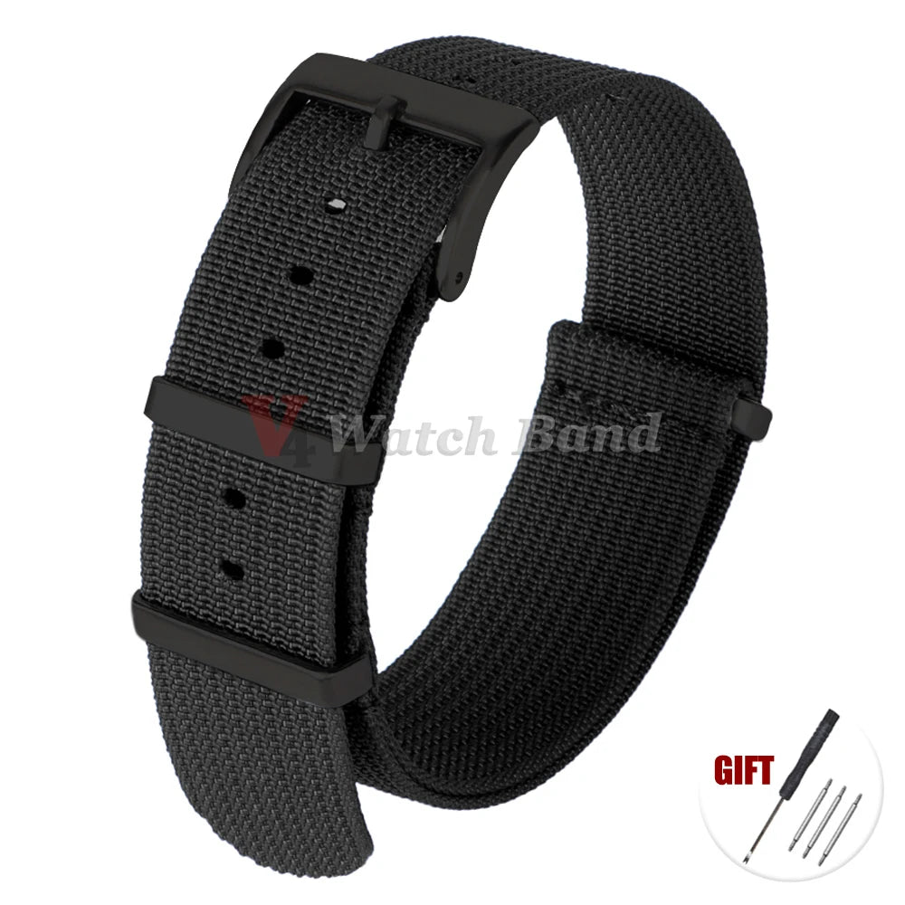 Universal Fabric Nylon Watch Strap with Black Buckle (20/22mm)