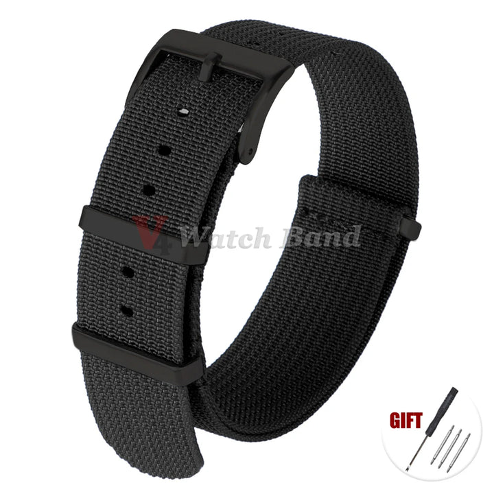 Universal Fabric Nylon Watch Strap with Black Buckle (20/22mm)