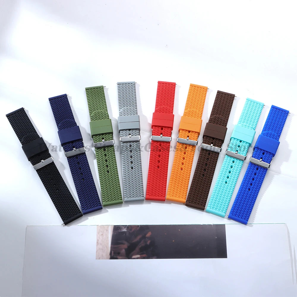 Soft Silicone Rubber Watch Band 18–24mm for Omega & Huawei (Quick