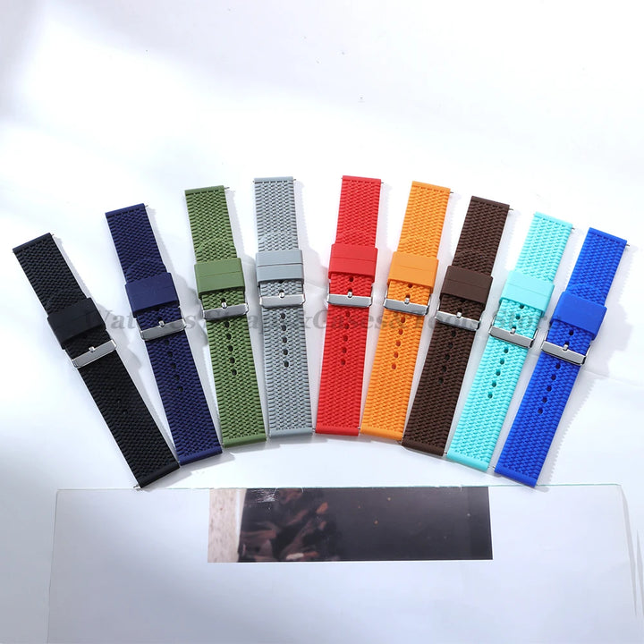 Soft Silicone Rubber Watch Band 18–24mm for Omega & Huawei (Quick
